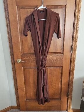 Quince Brown Maxi Wrap Dress